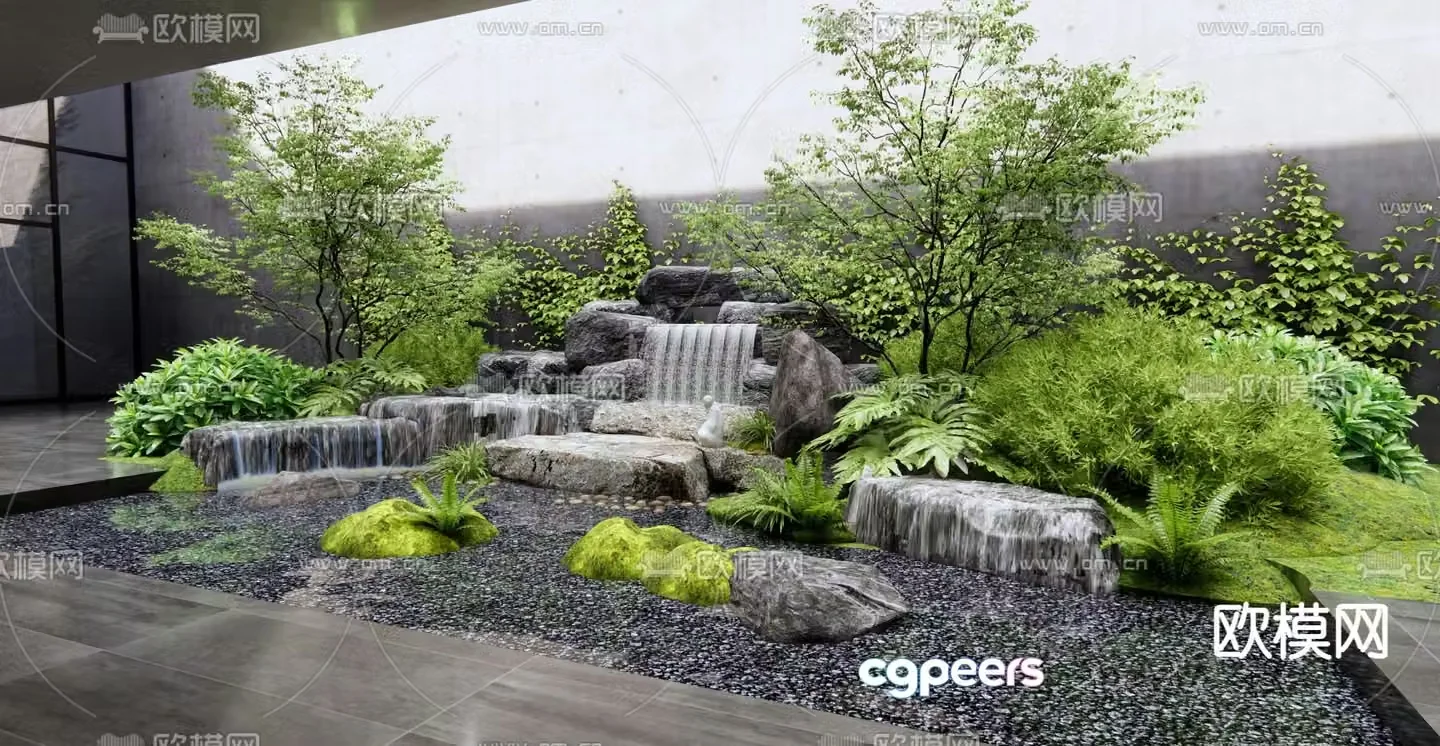 Rockery waterscape landscape sketch 3d model