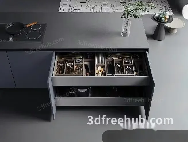 Modern Kitchen Island 3D Model – 22298 – VRAY Render