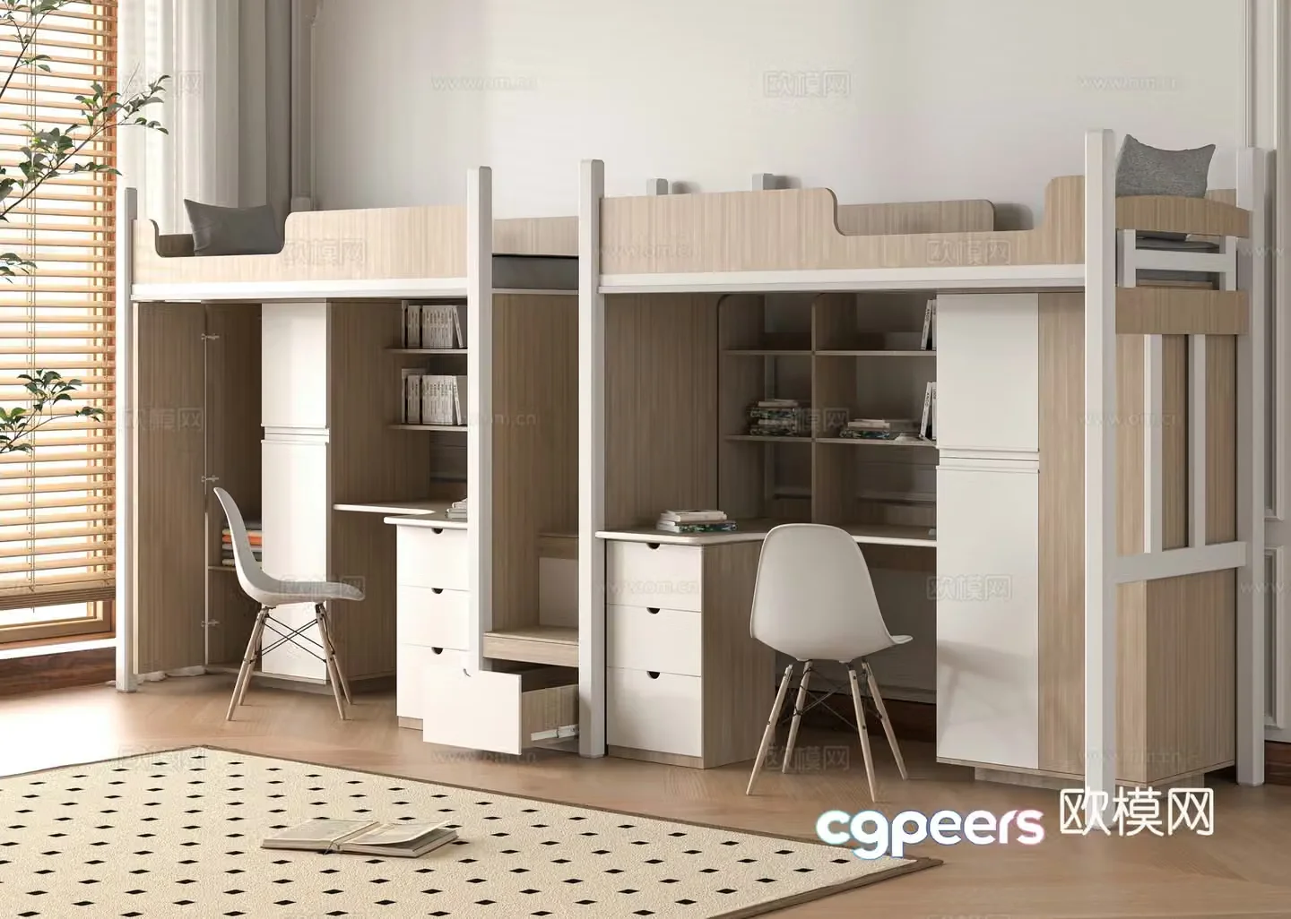 Modern dormitory bed 3d model