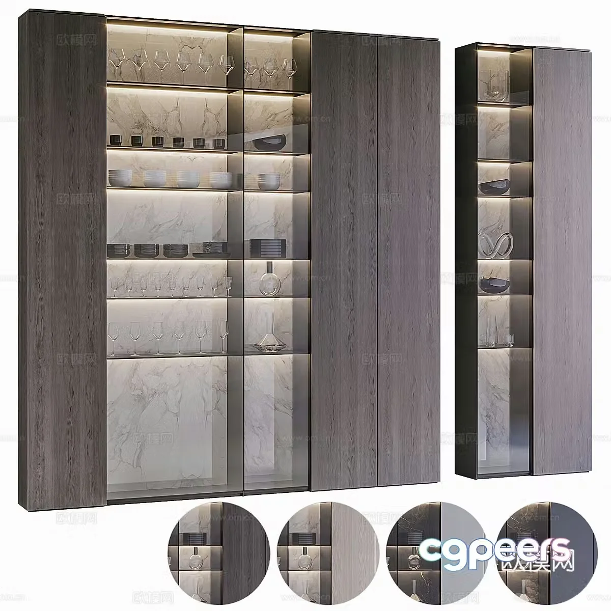 Modern Italian light luxury wine cabinet 3D model