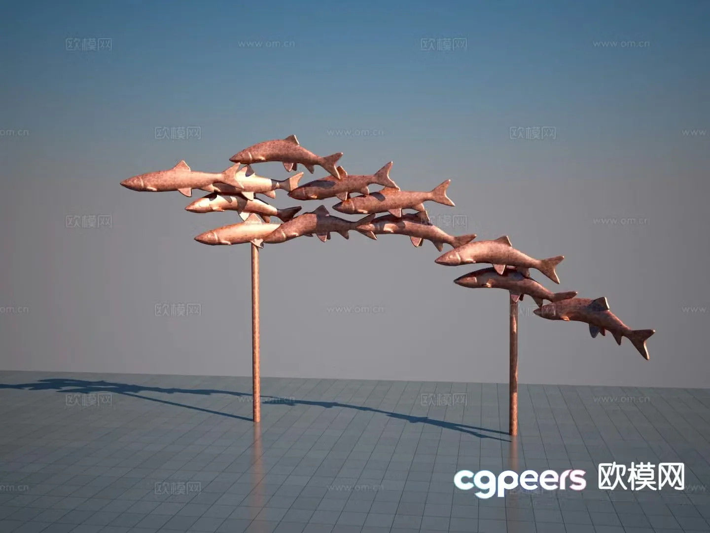 Fish sculpture landscape sculpture 3d model