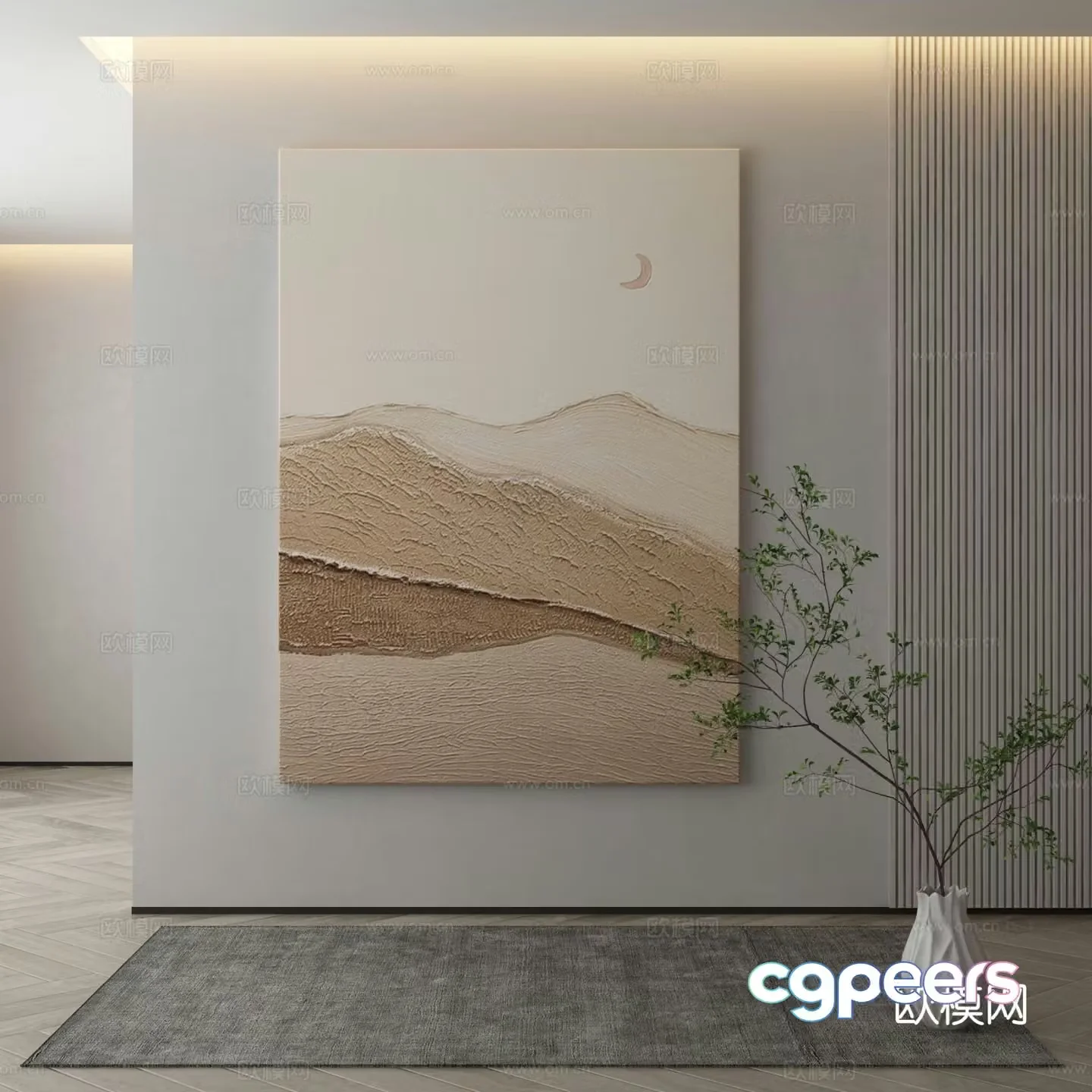 Modern decorative painting oil painting texture painting 3d model
