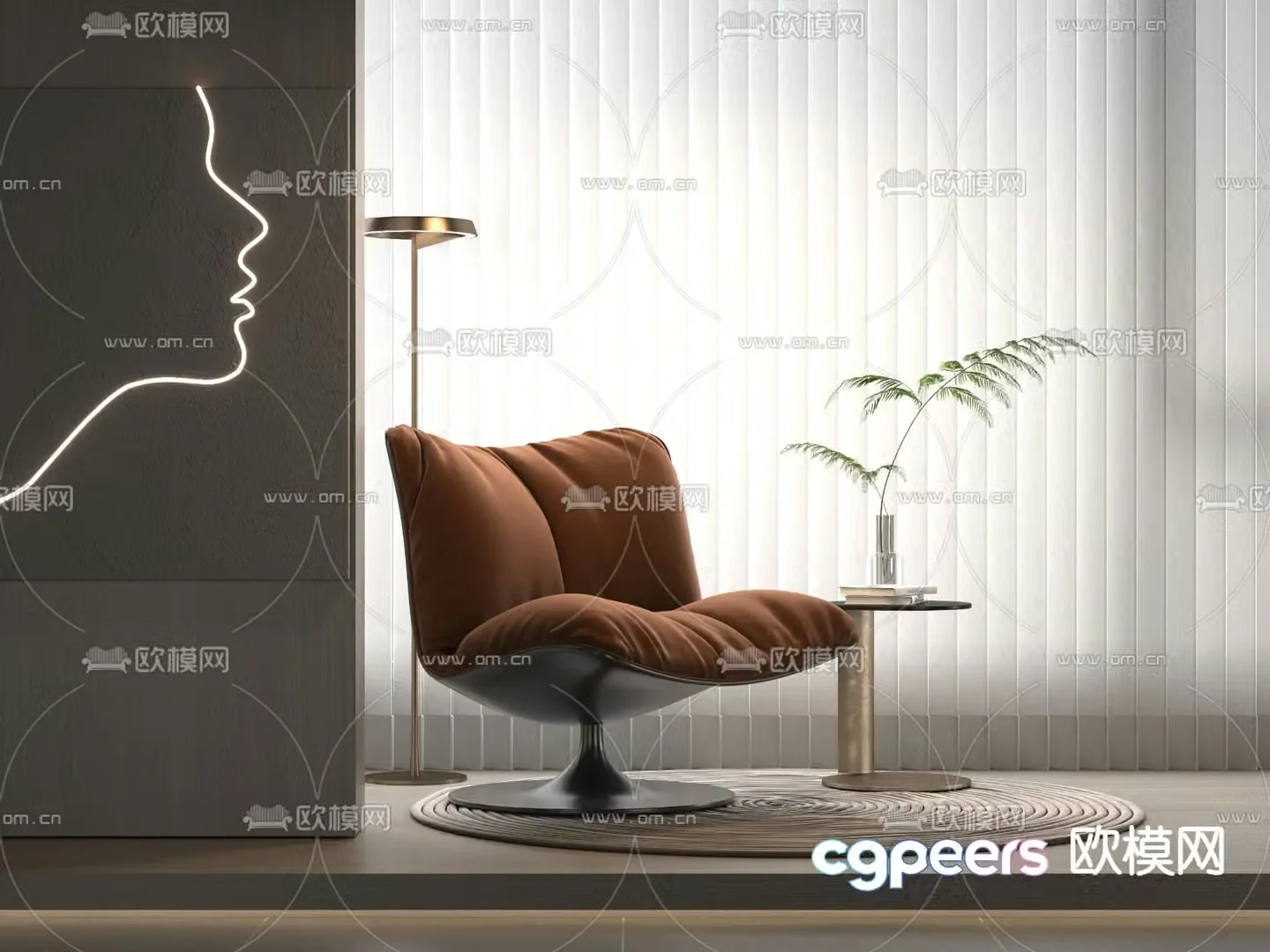 Fabric leisure chair 3d model