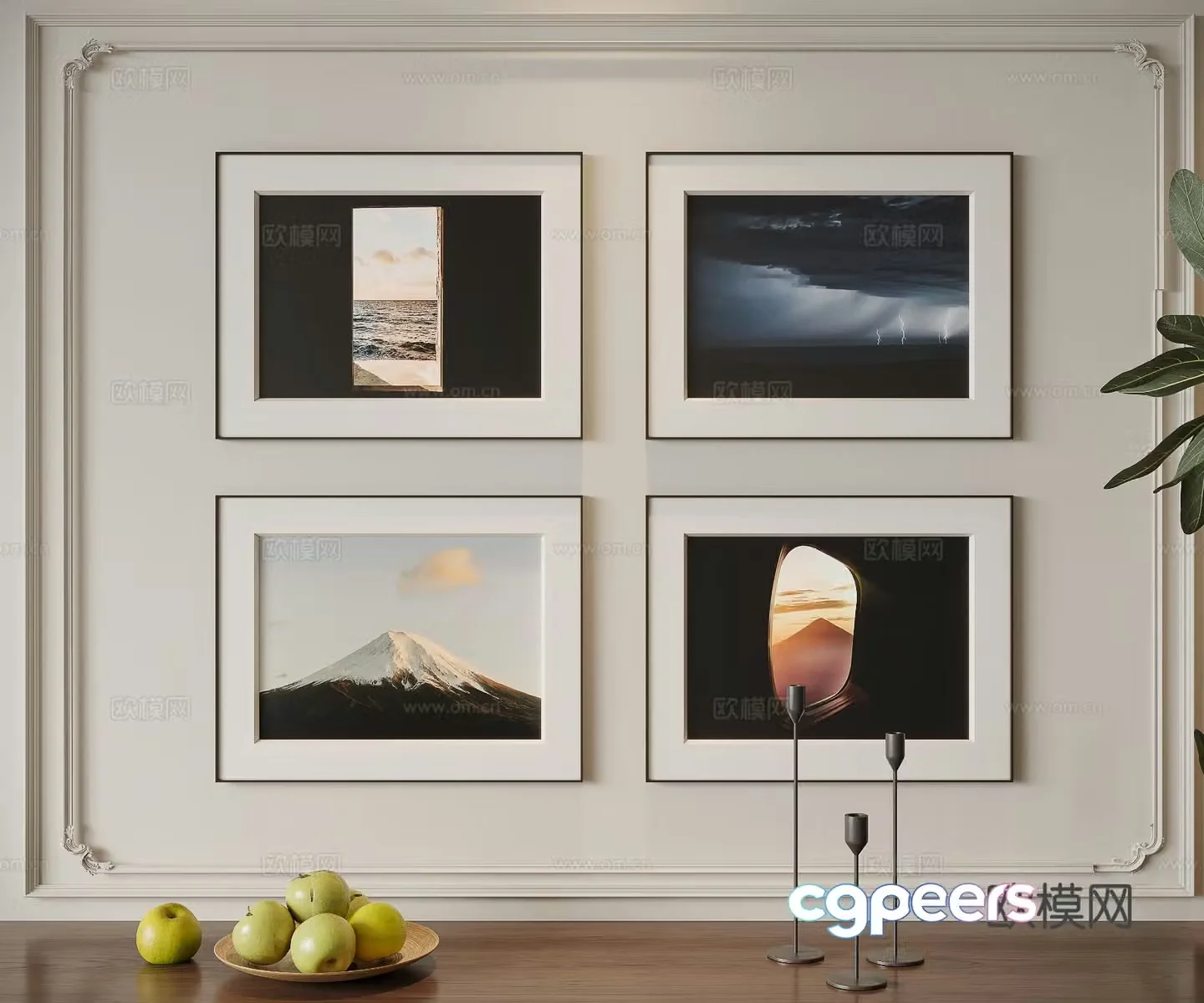 Modern oil painting landscape hanging painting decorative painting 3d model