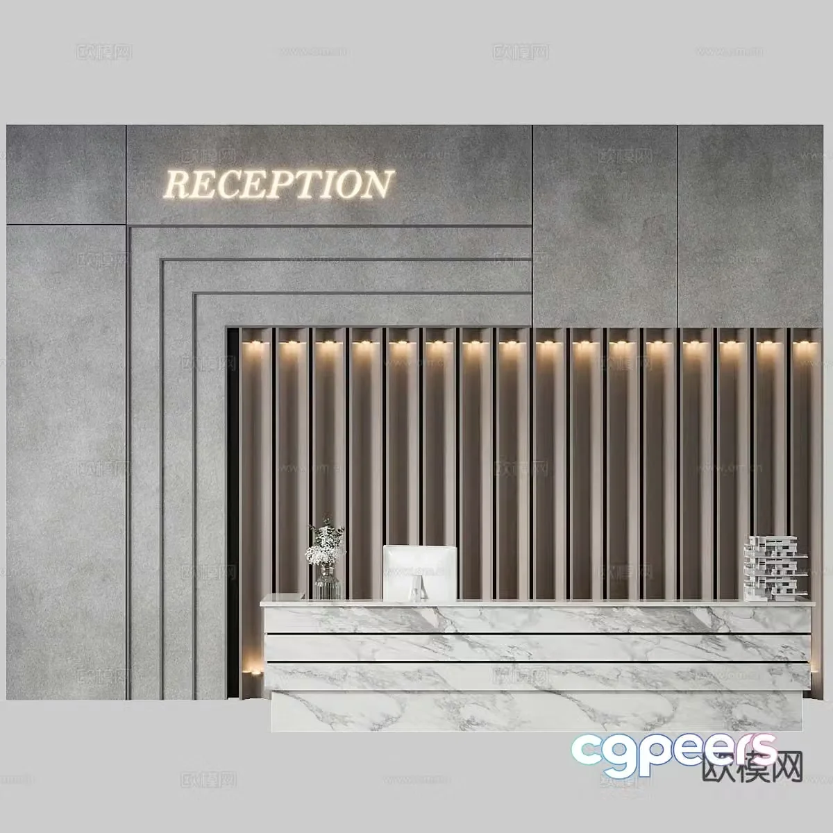 Modern front desk hotel front desk company reception desk 3d model