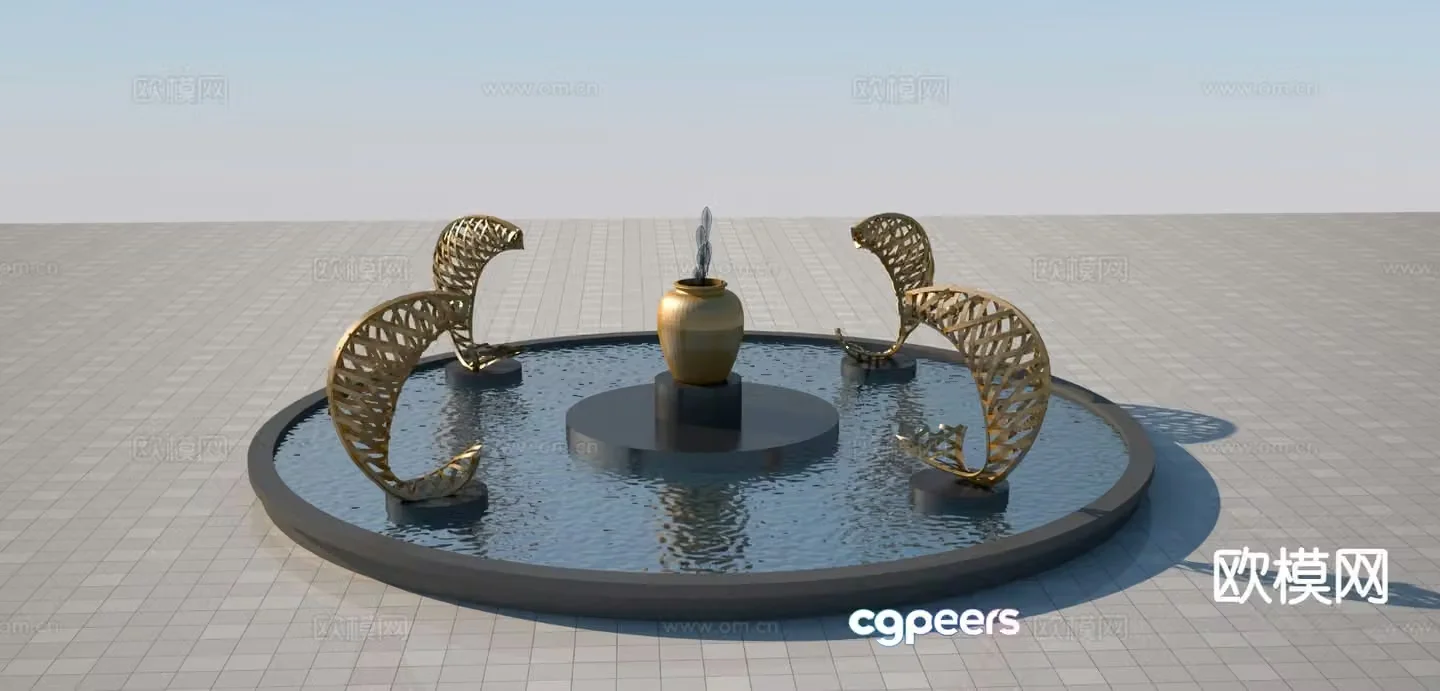 There are fish sculptures every year square sculpture 3D model