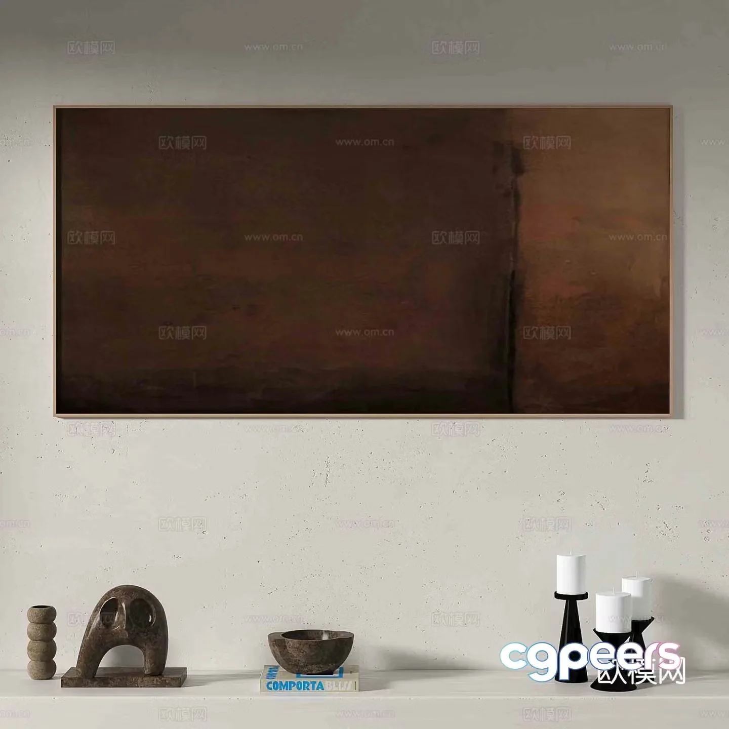 Wabi-sabi abstract painting decorative painting 3d model