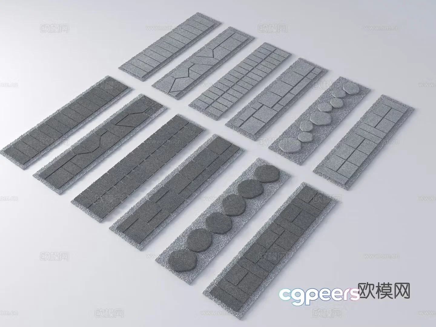 Modern old stone slab Chinese style slab stone road slab trail gravel stone landscaping garden road garden 3D model