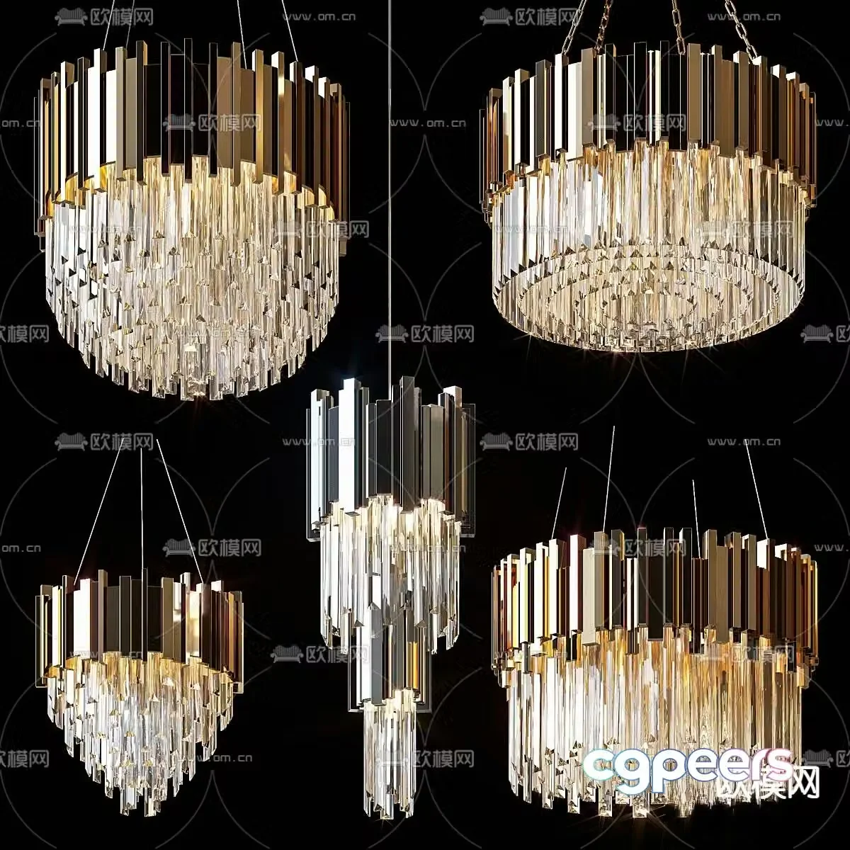 Light luxury chandelier crystal lamp 3d model