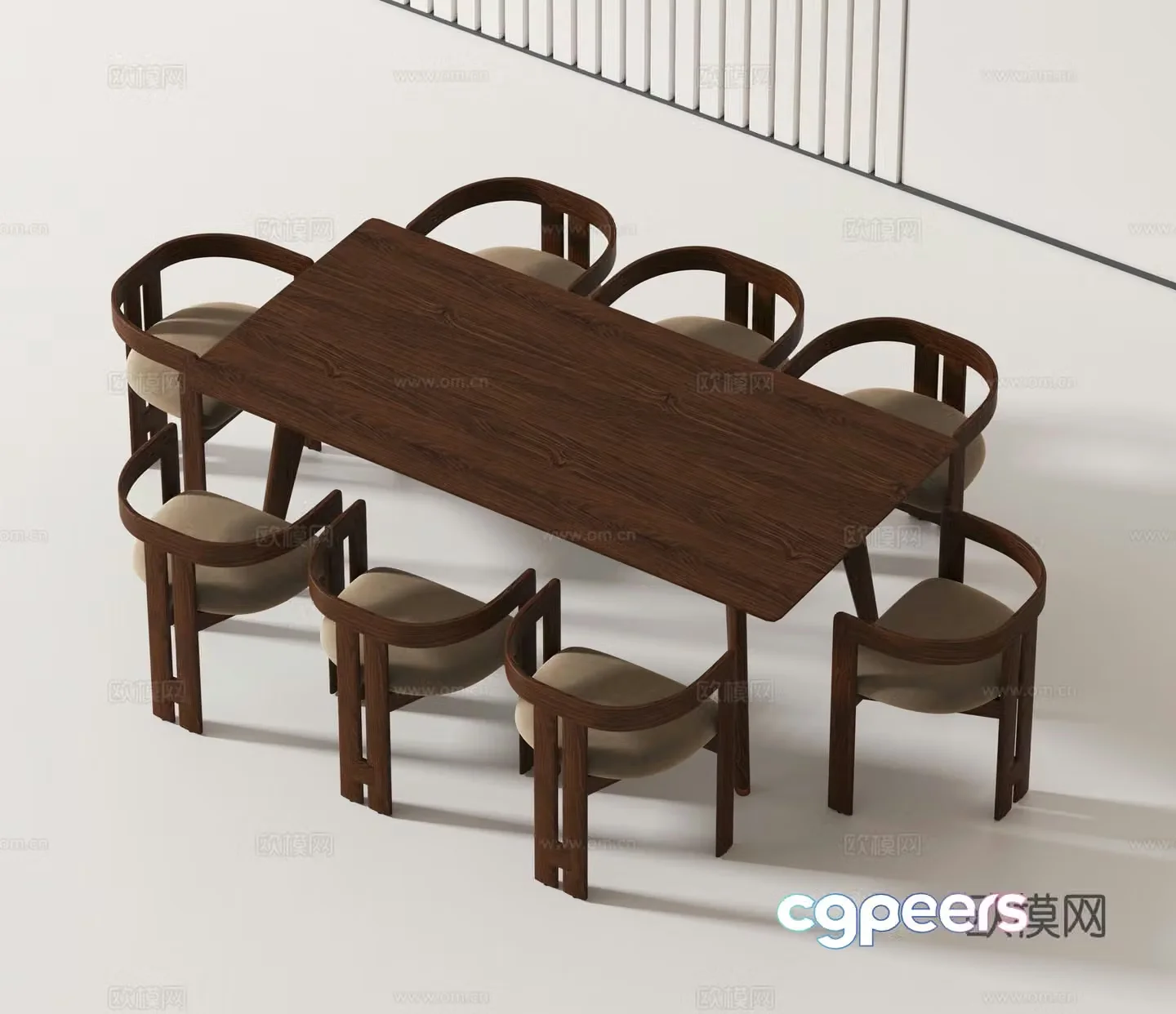 Modern dining table and chairs 3d model