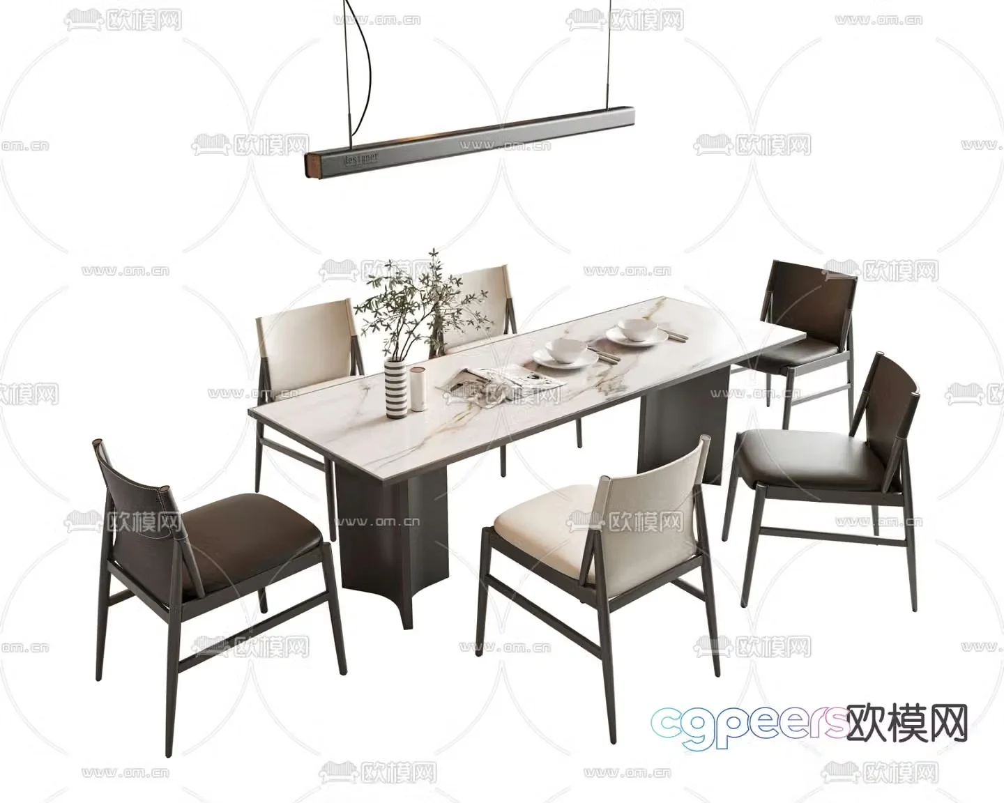 Bar dining table and chairs slate dining table 3d model