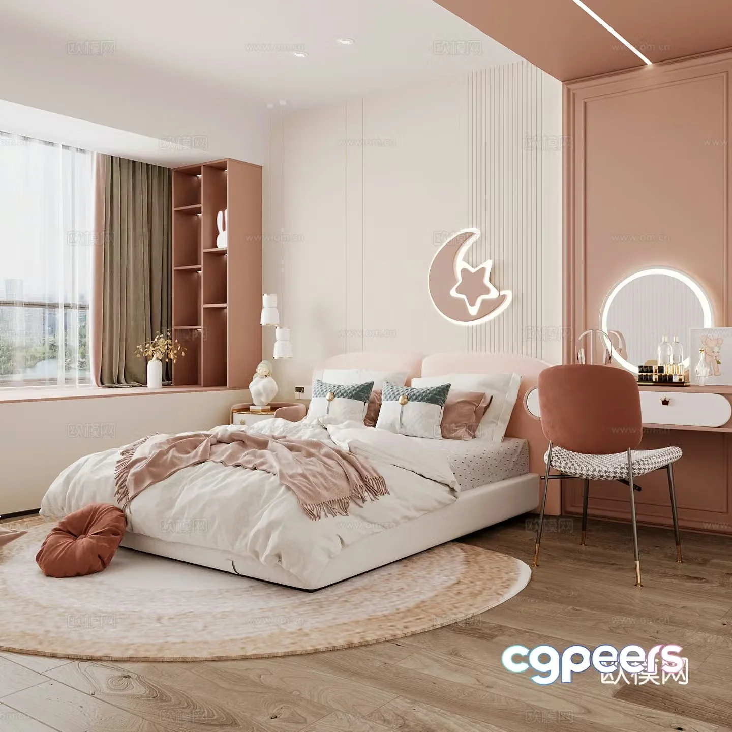 Modern children’s room boy’s room girl’s room children’s bed children’s wardrobe children’s desk 3d model