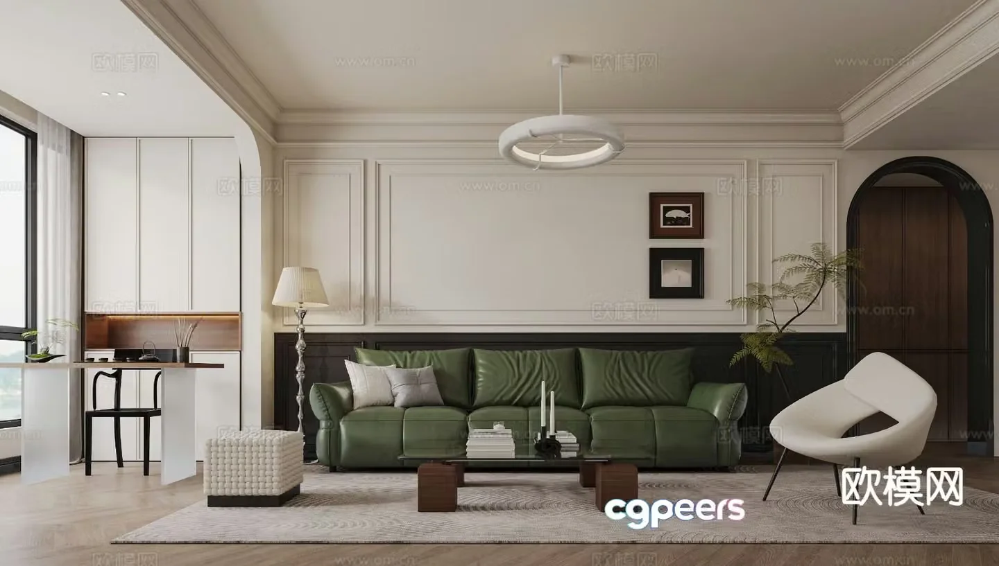 French retro living room 3d model
