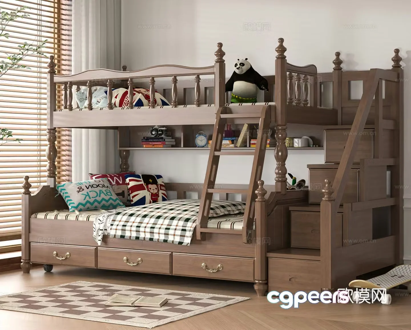 Modern solid wood 3D model