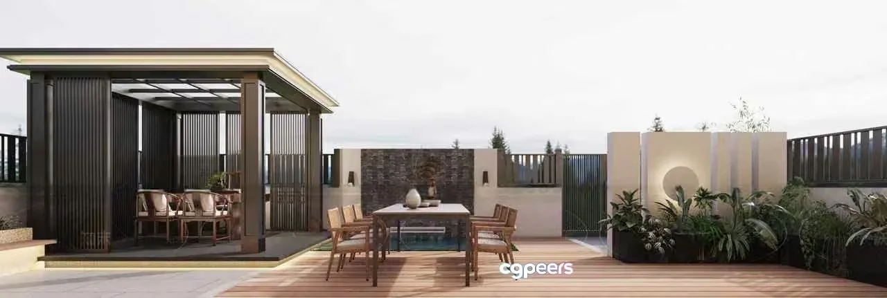Outdoor Dining Area 3D Model – 12359 – VRAY Render