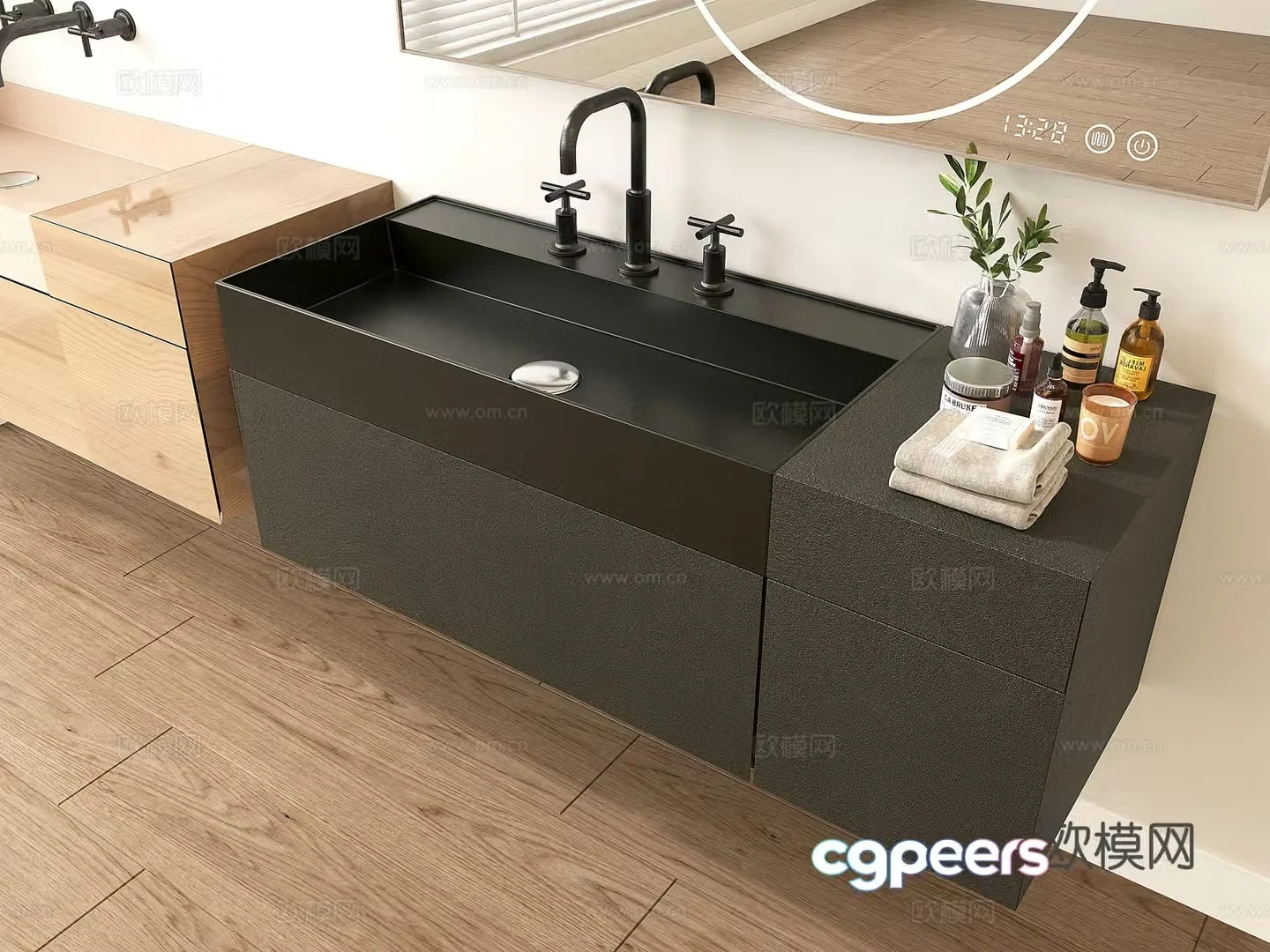 Modern suspended bathroom cabinet cabinet cabinet washing pot wash basin 3D model