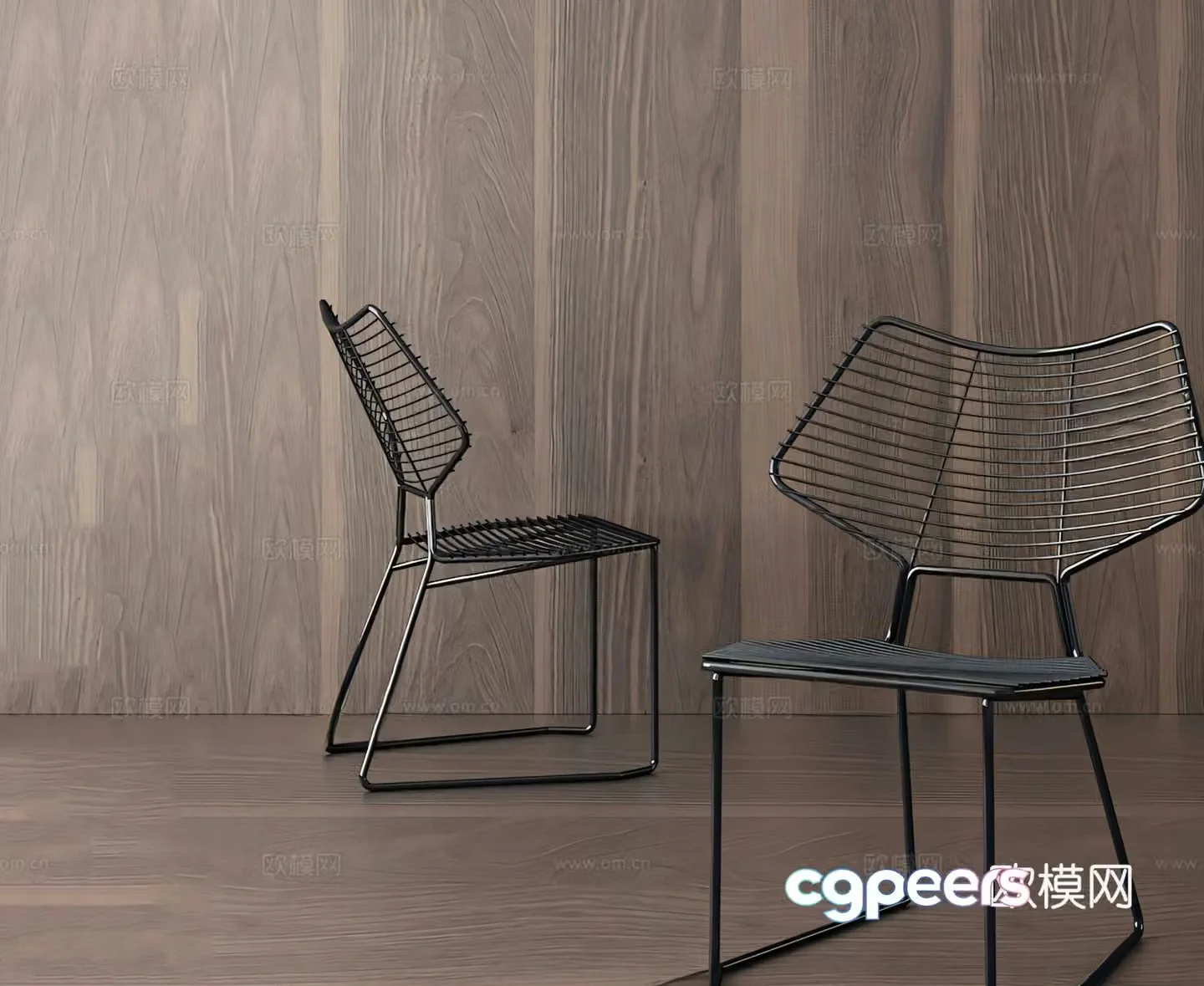 Modern single chair dining chair negotiation chair metal chair 3D model
