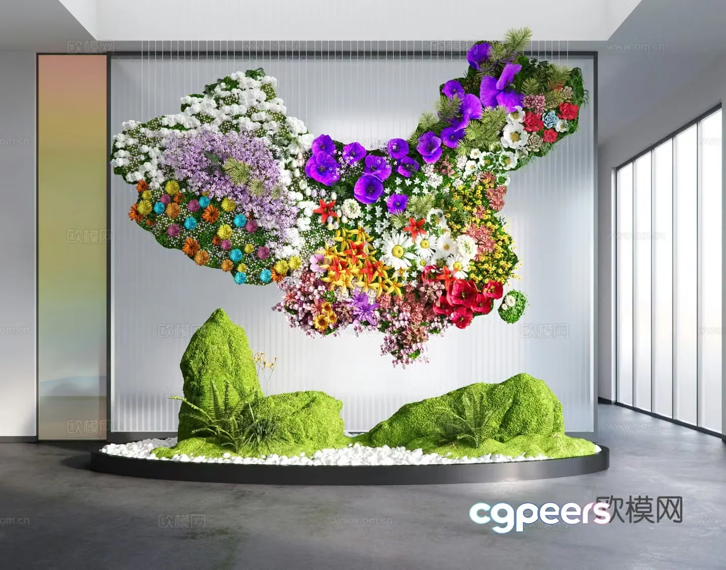 Modern interior installation landscaping 3D model