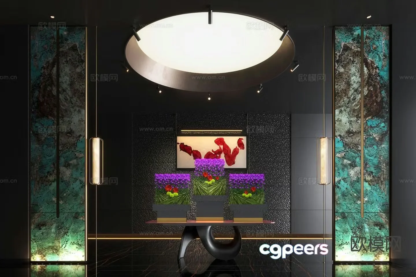 Modern hotel landscape plant landscaping 3D model