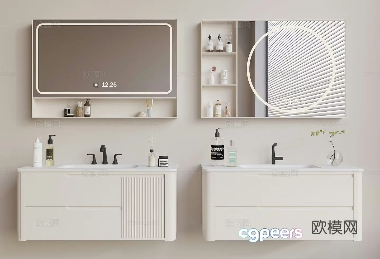 Cream Bathroom cabinet 3D model