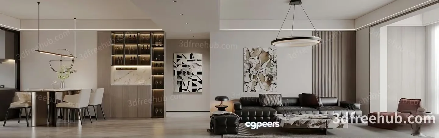 Modern Living Room 3D Model – 18733 – VRAY Render
