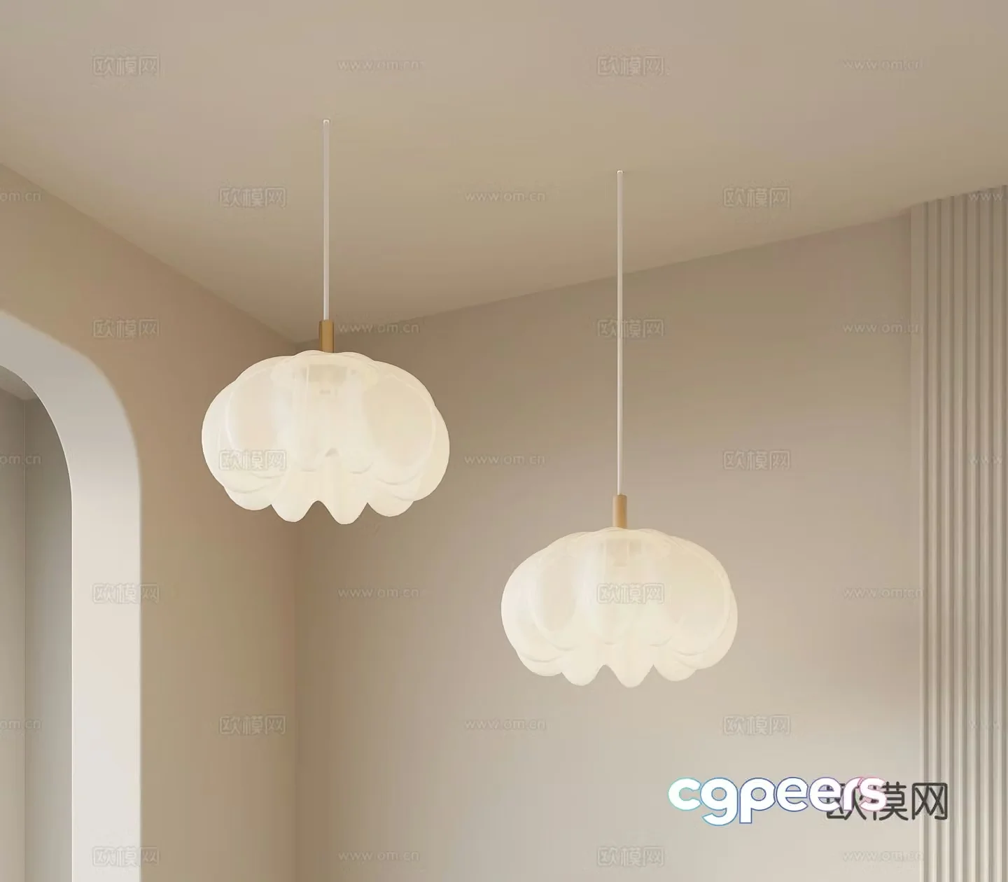 Cream style small chandelier 3d model