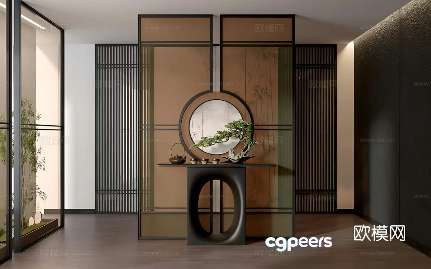 New Chinese style entrance case 3D model
