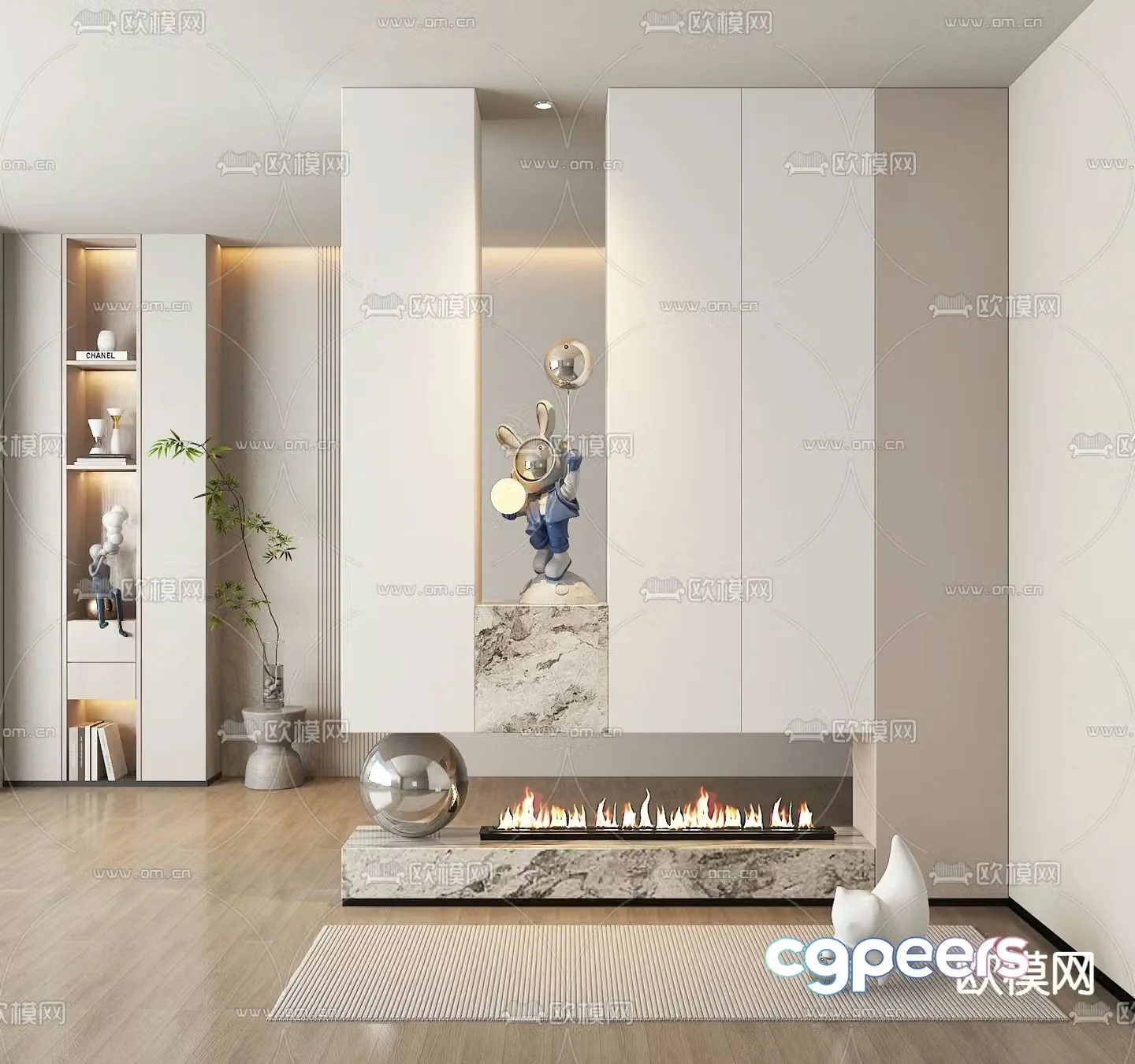 Entrance Shoe Cabinet Decorative Entrance 3D Model