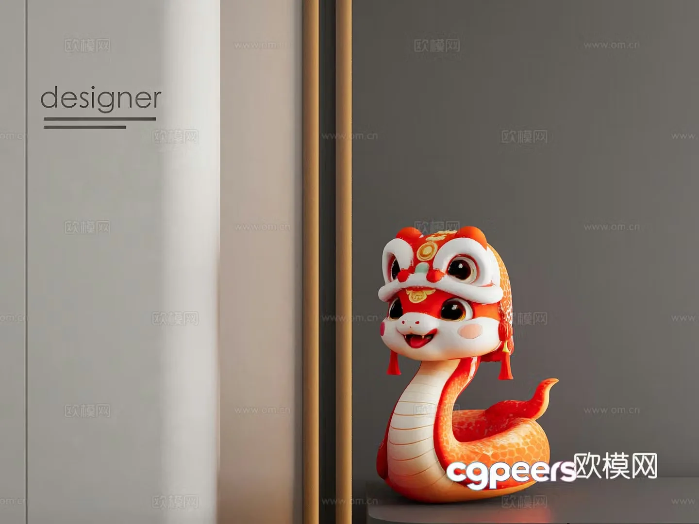 Year of the Snake Doll Cartoon Snake Mascot Figure 3D Model