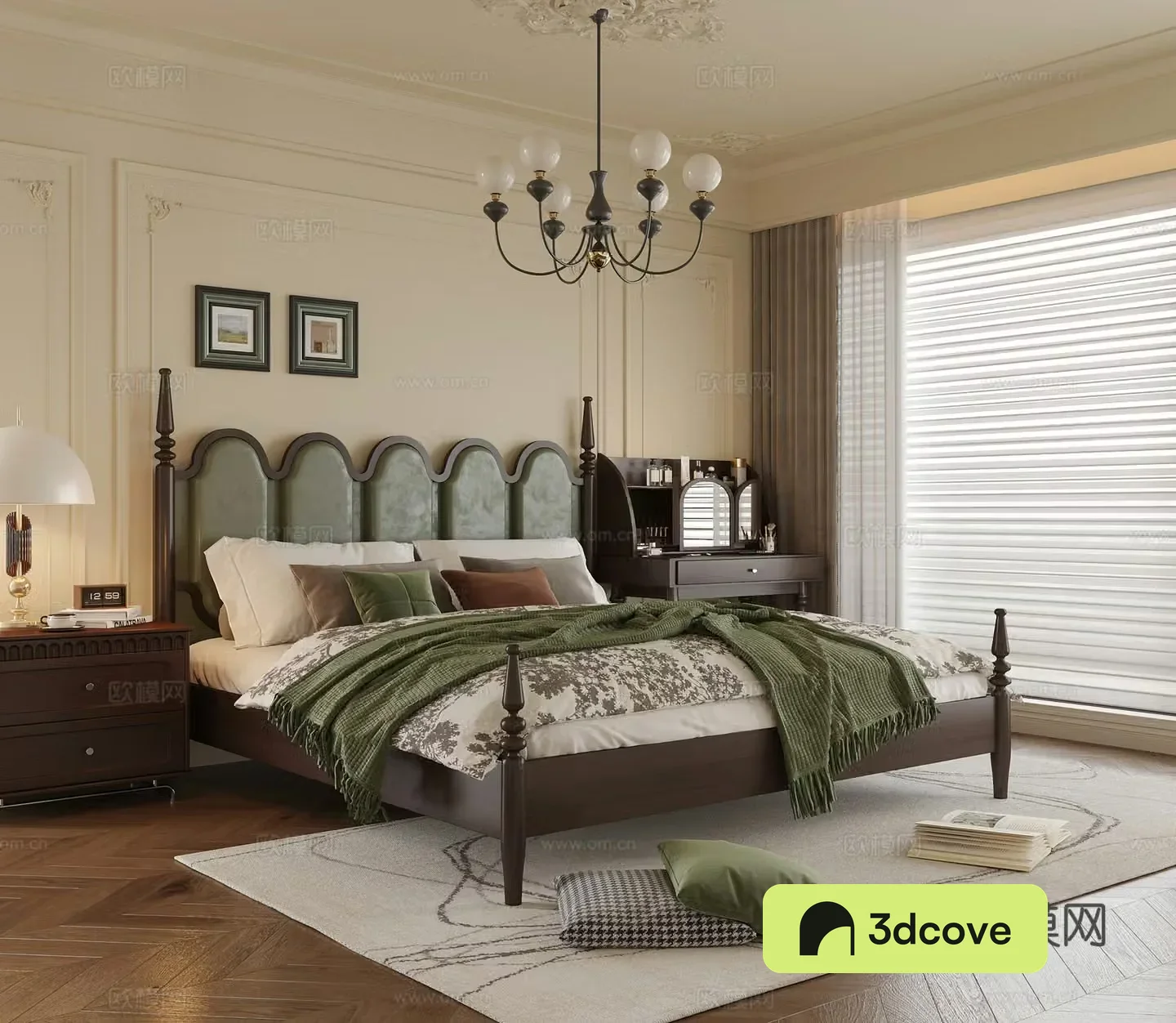 French bedroom double bed dressing table bedroom chandeliers