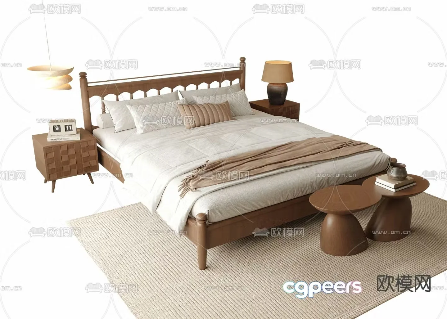 Medieval style double bed 3d model