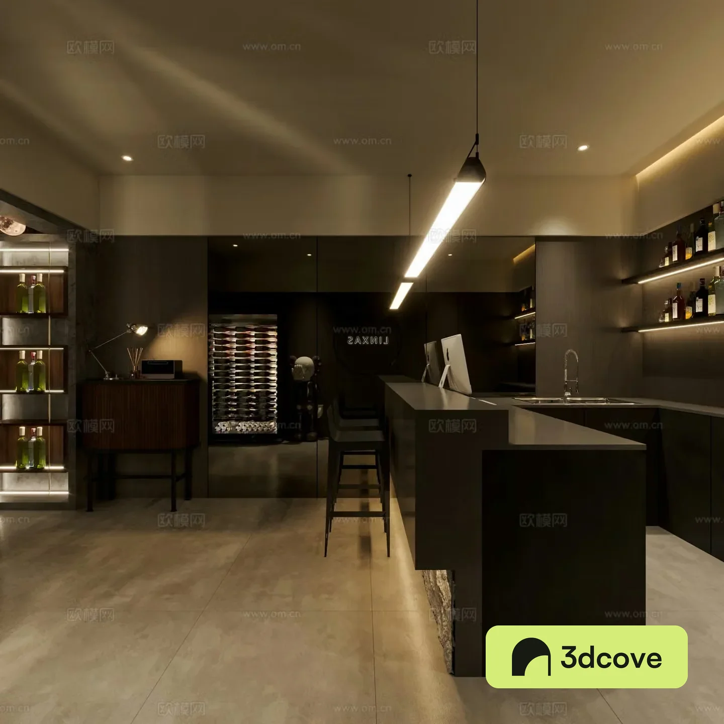 Modern minimalist 3D model for hotel sale