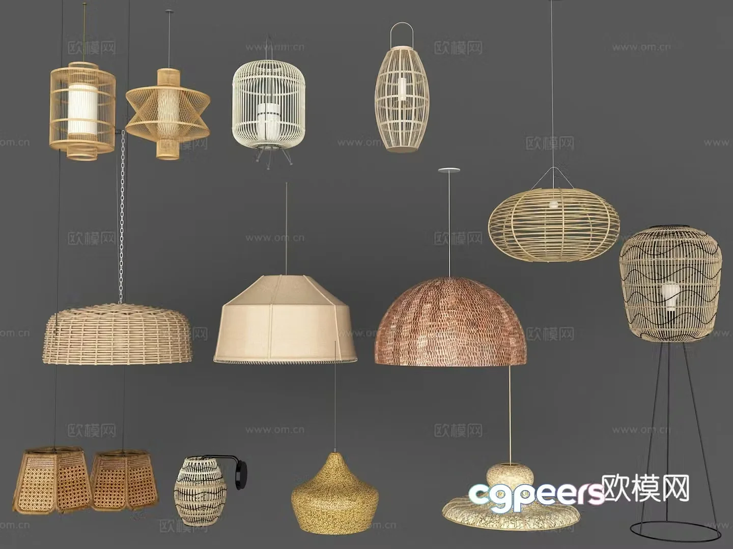 New Chinese style bamboo lantern chandelier bamboo lantern bamboo lantern bamboo lantern 3d model