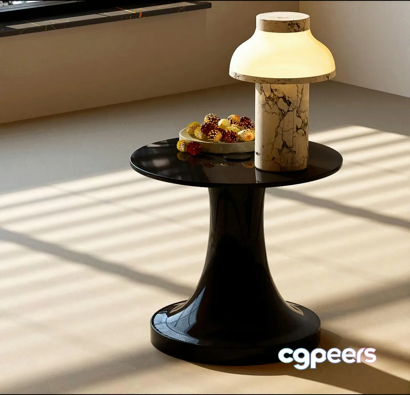 Modern Black Side Table 3D Model – 7569 – VRAY Render