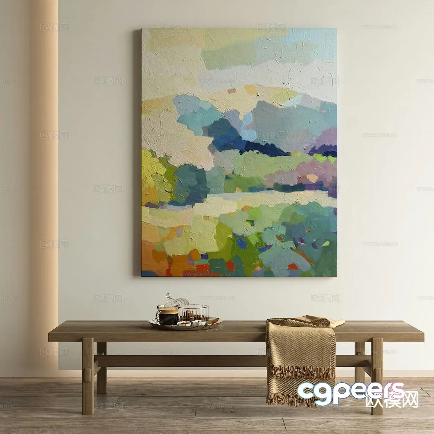 Wabi-sabi oil painting texture painting decorative painting 3d model