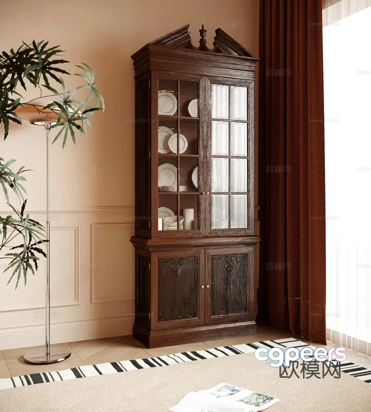 American retro decorative cabinet storage cabinet sideboard 3d model