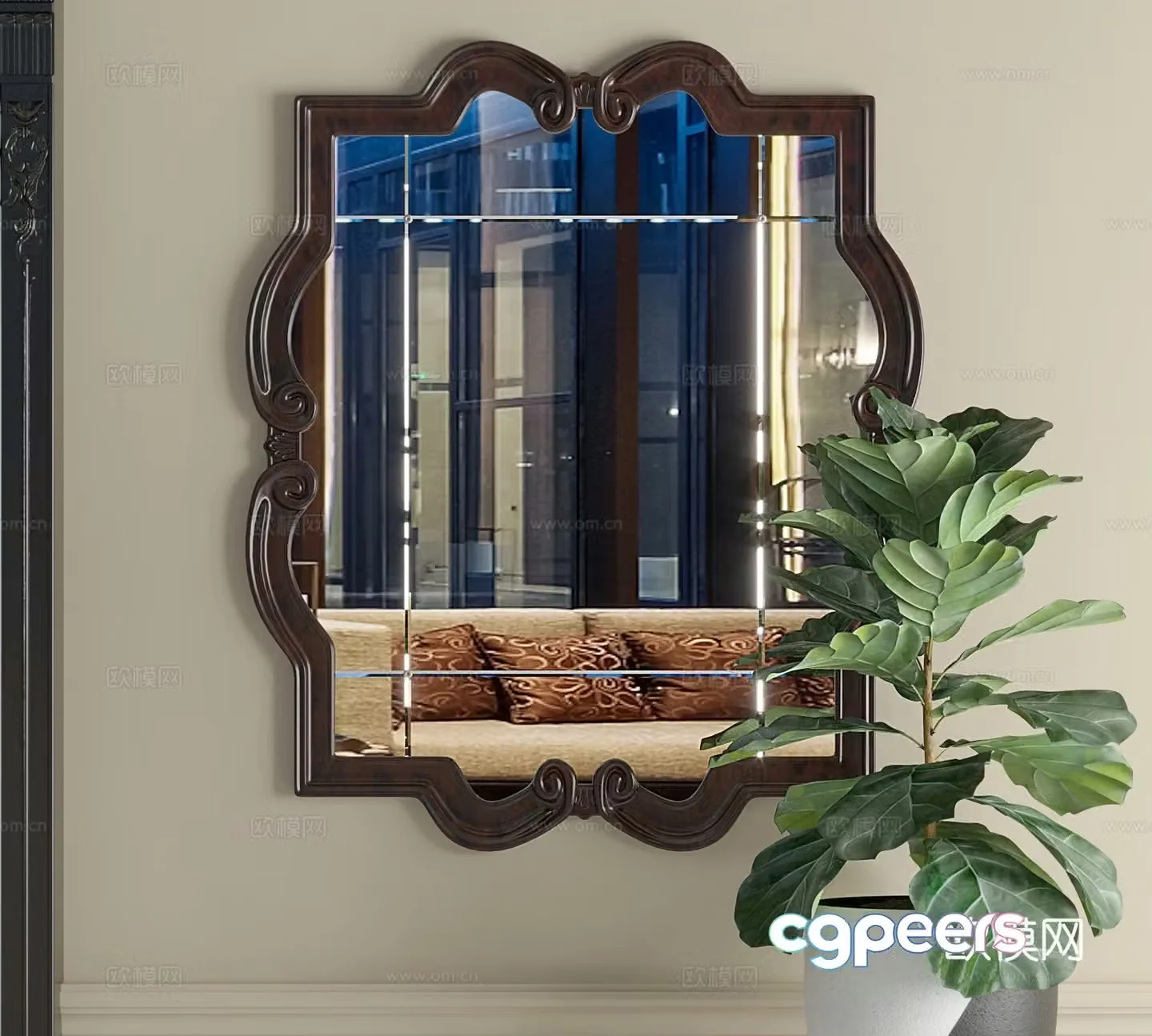 American mirror decorative mirror 3d model