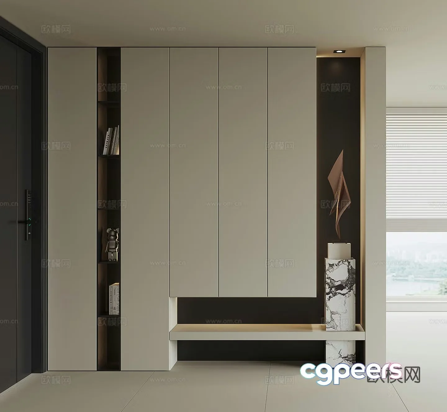 Modern home entrance shoe cabinet 3D model
