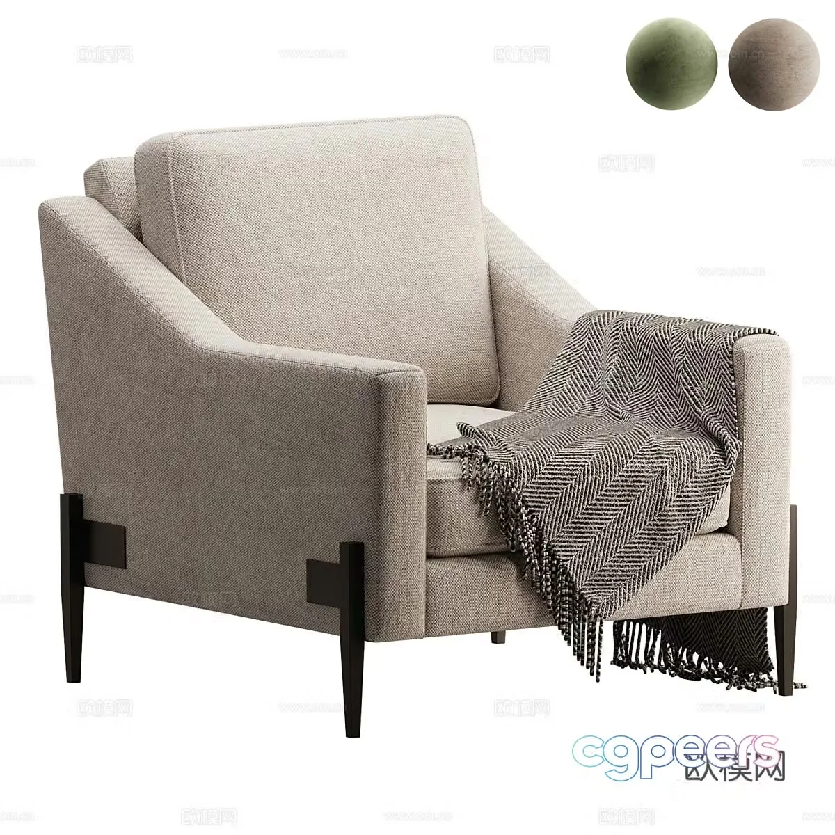 Modern light luxury fabric armchair 3d model