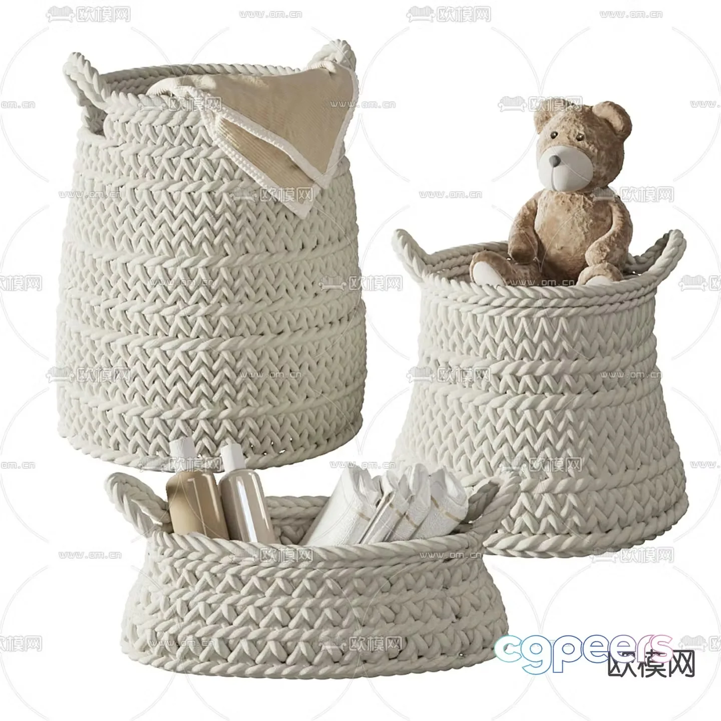 Knitting storage basket toy basket 3d model