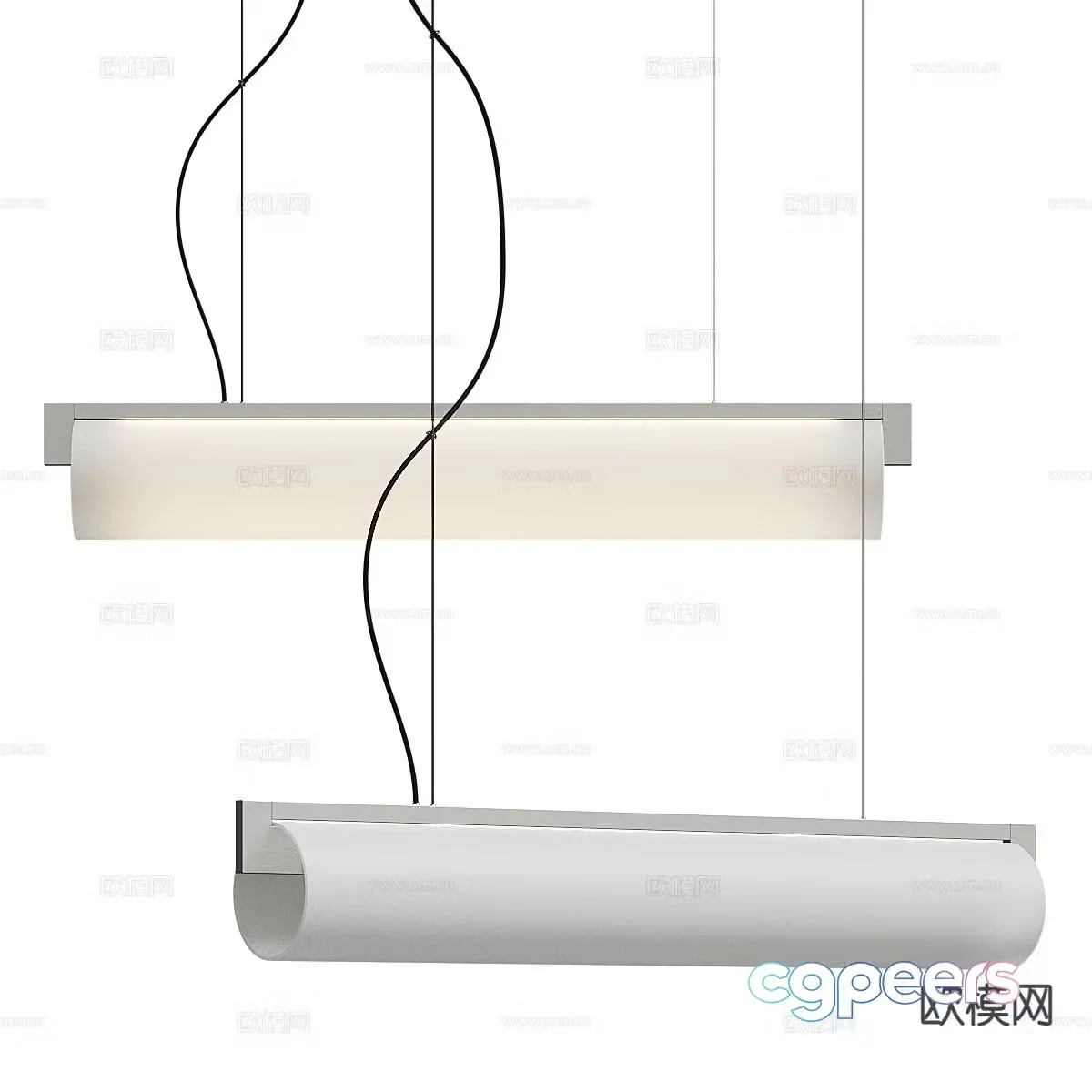 Modern long chandelier 3d model