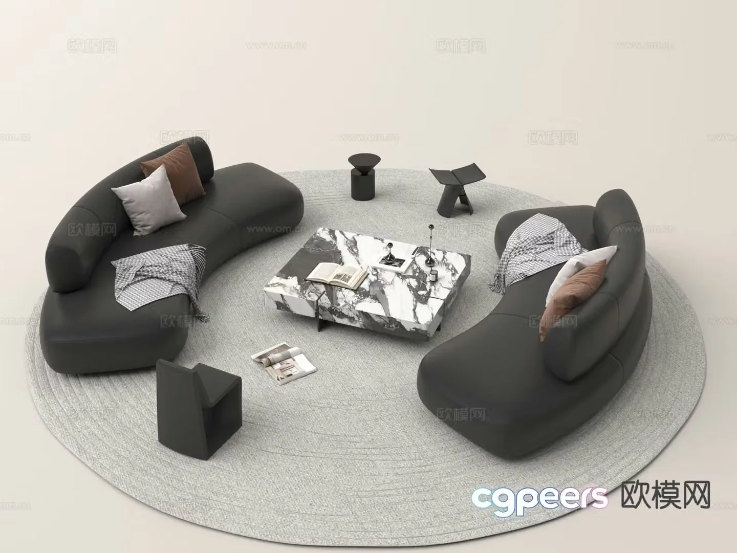 Modern curved sofa modular sofa 3d model
