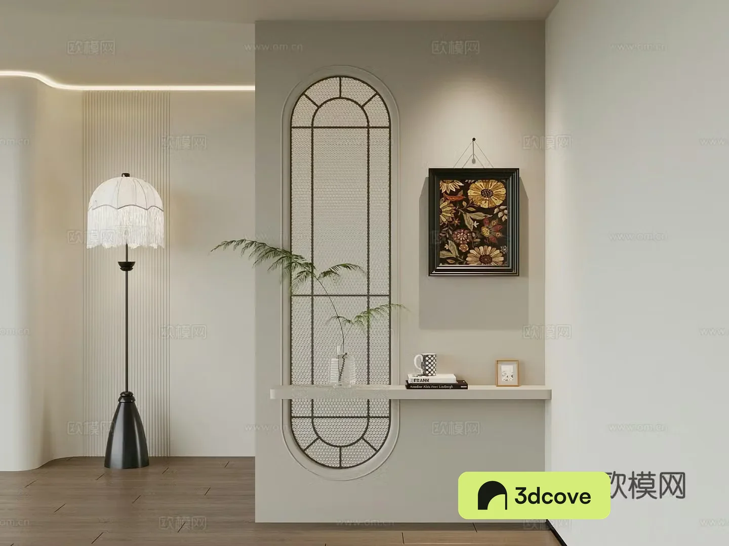 French entrance partition floor lamp decorative painting