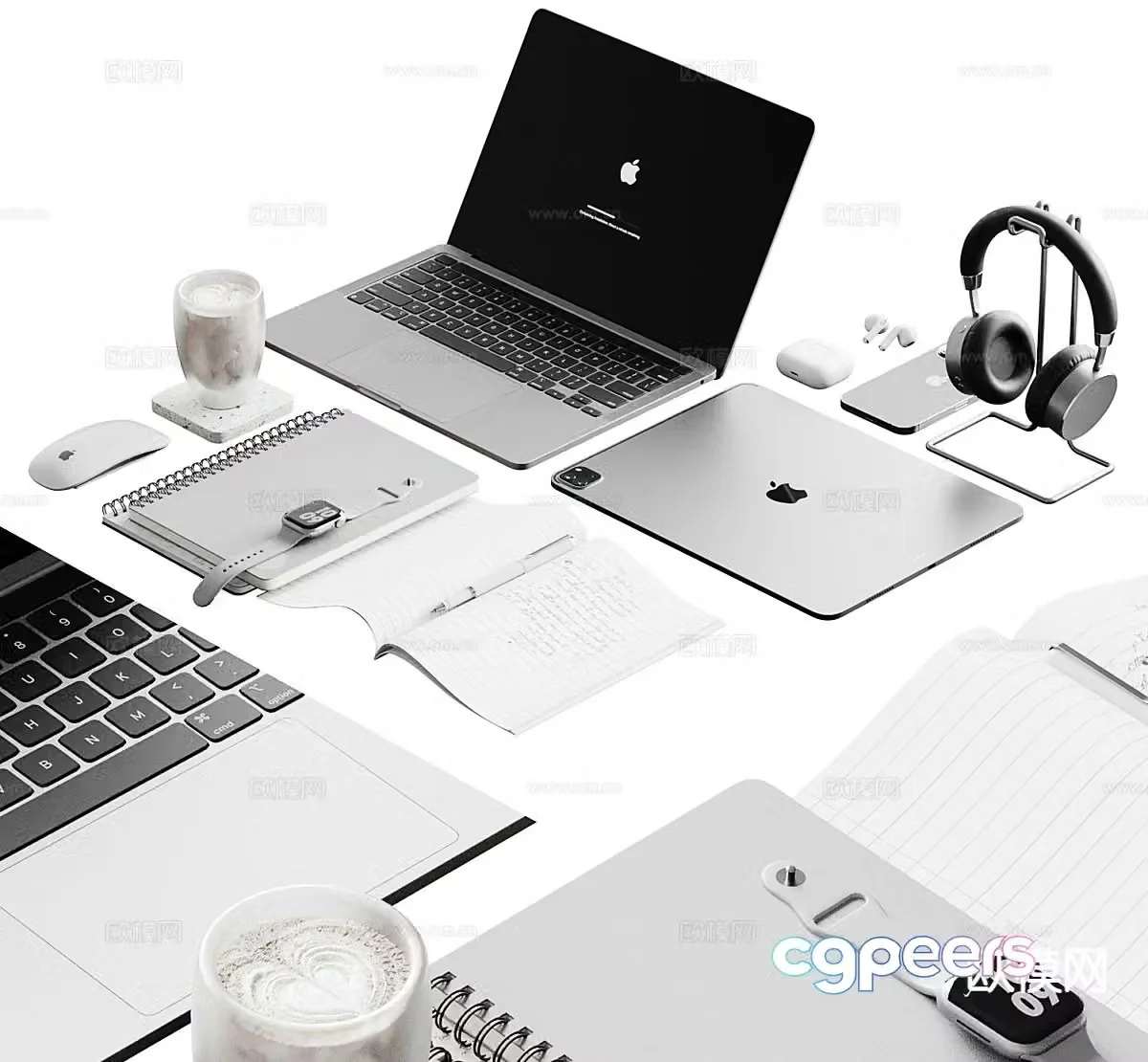Modern office supplies notebook 3d model