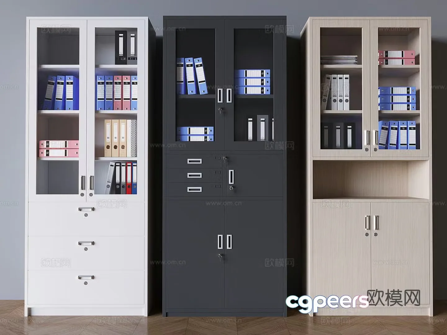 Glass file cabinet file cabinet office iron cabinet information cabinet file box 3D model