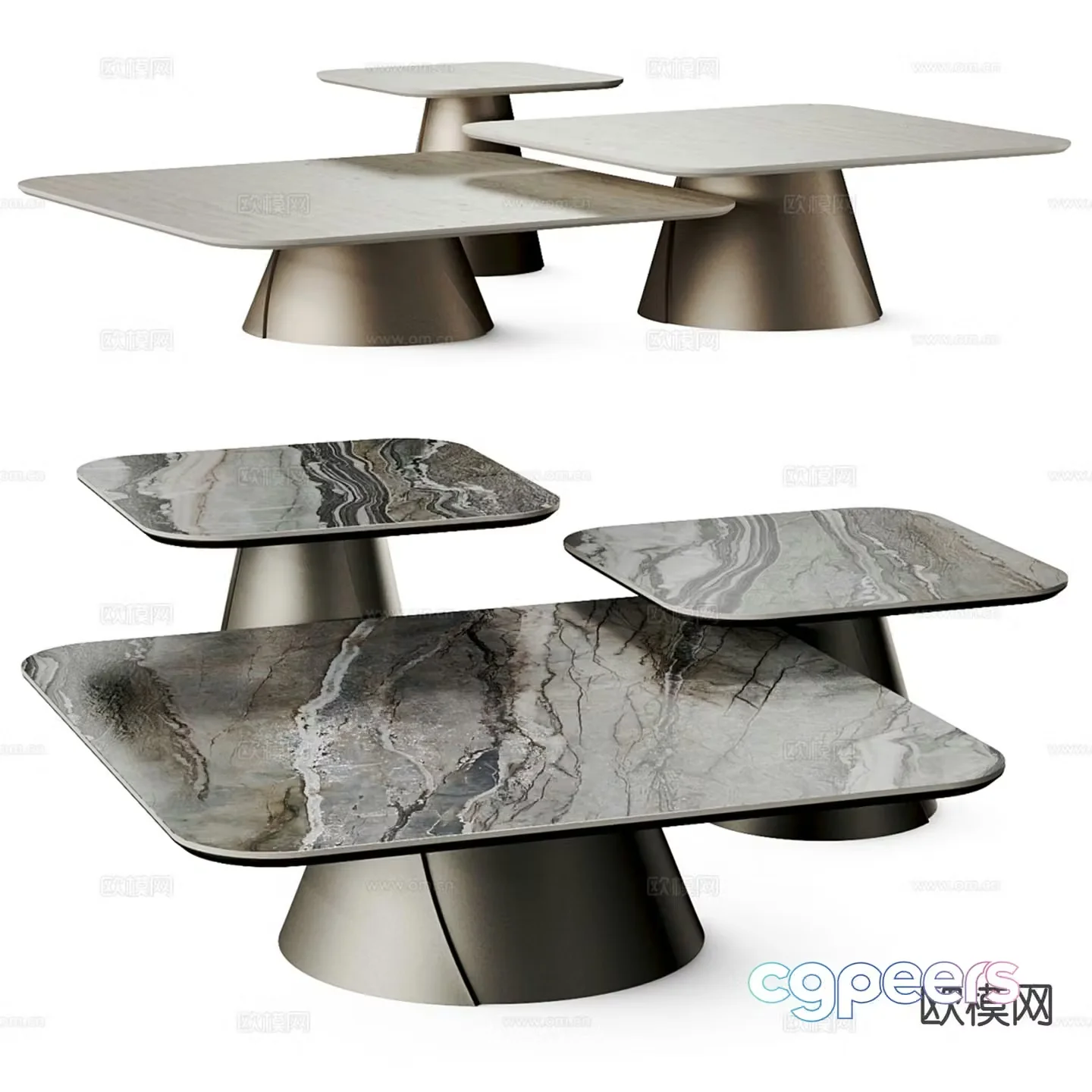 Cattelan modern metal coffee table 3d model