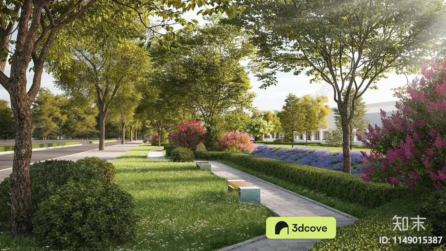 A Serene Park Scene With A Walkway