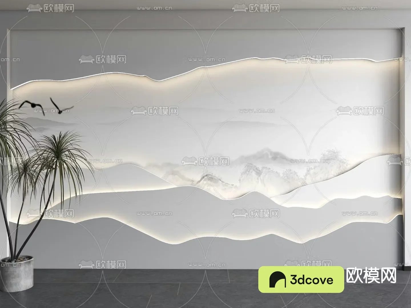 Chinese style background wall landscape painting background wall