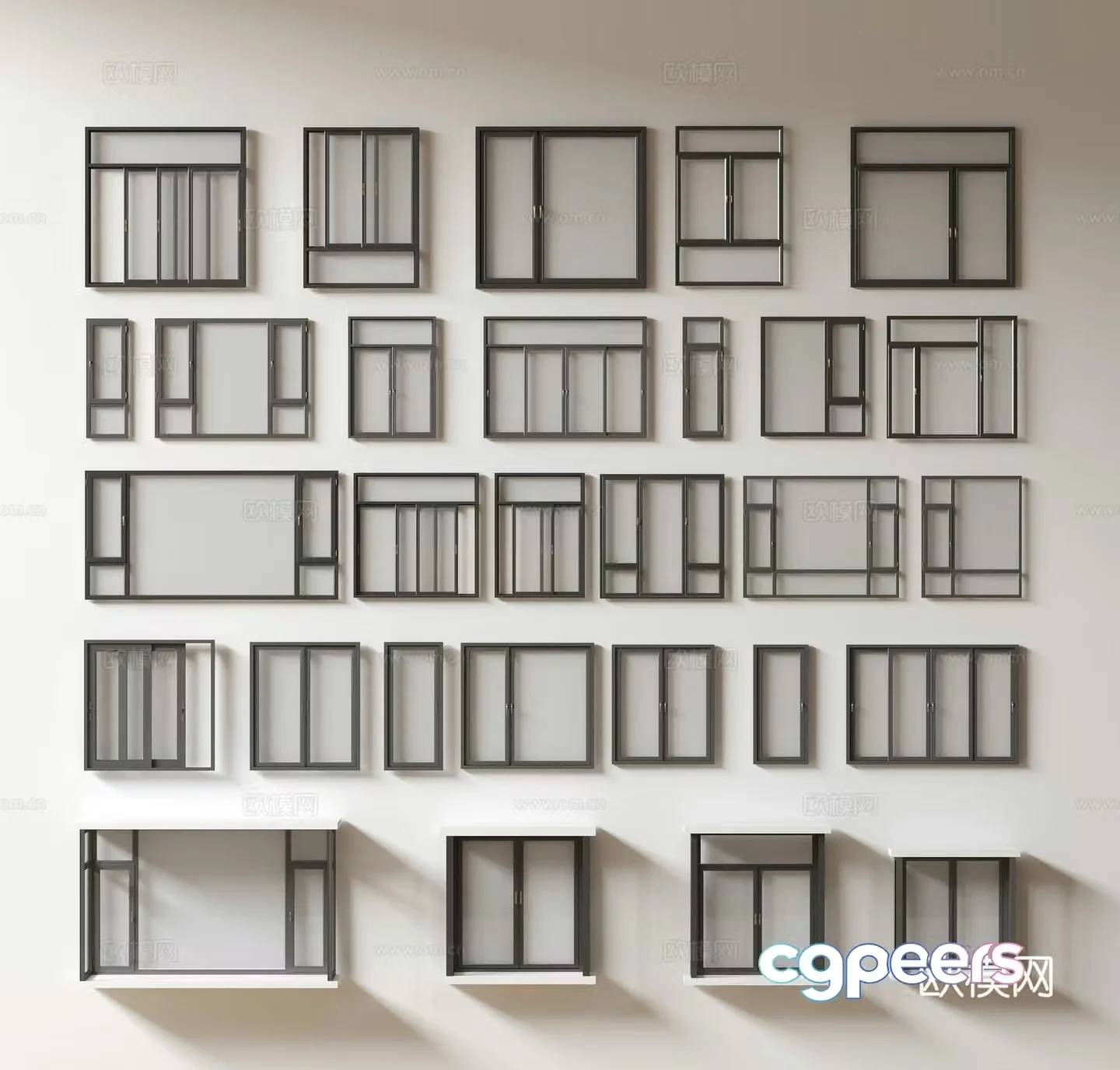 Modern window combination window glass window floor-to-ceiling window balcony window bay window bedroom window sliding window 3D model