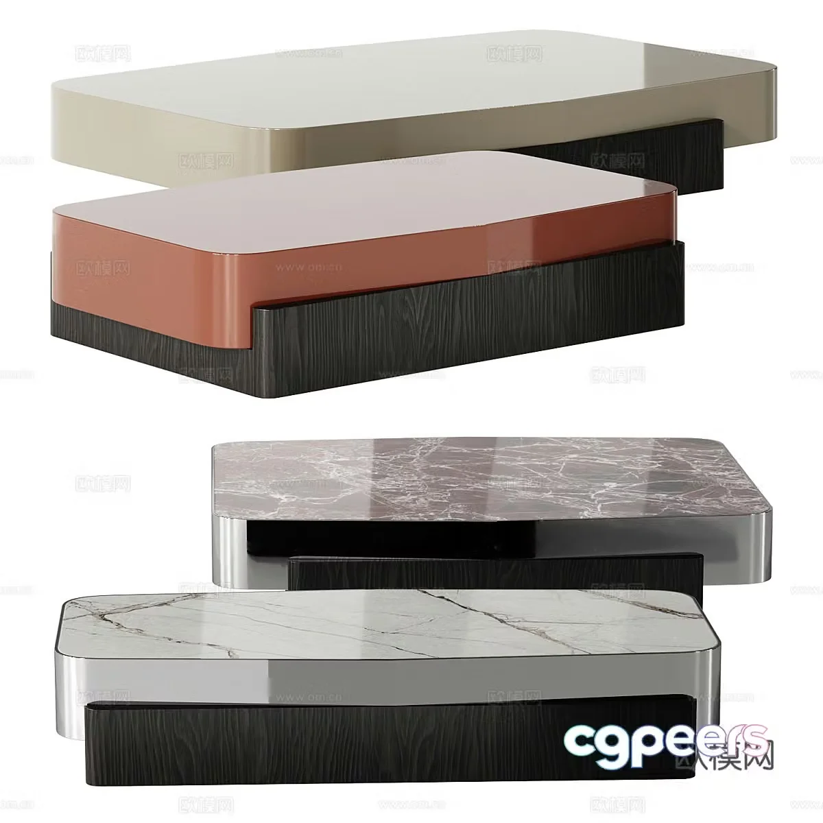 Modern Italian minimalist coffee table combination 3D model